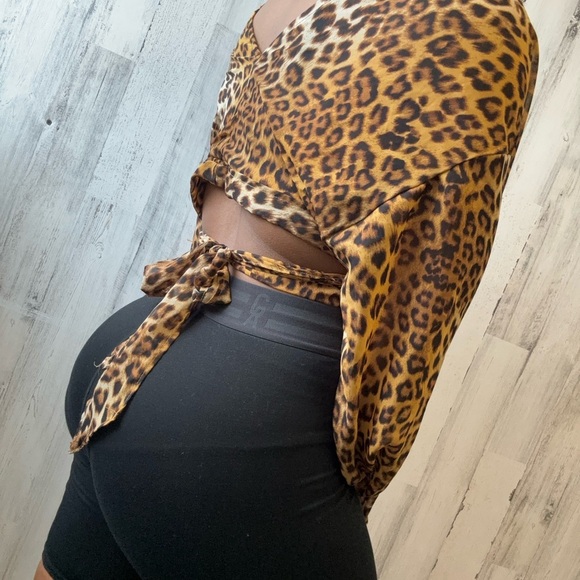Animal Print Wrap Blouse - Picture 6 of 9